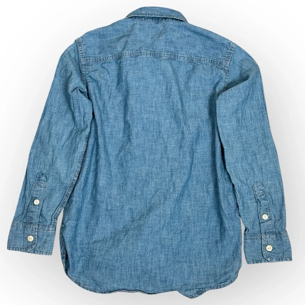 Gap Boys Denim Long Sleeve Button Up Shirt  Size Large 100% Cotton Light‎ Wash